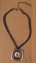 Vintage Silver Triple Round Square Mobile Pendant 3 Strands Adjustable Necklace! - $33.59
