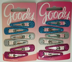 Goody Medium Glitter Snap Clips/Barrettes 6 pc Lot of 2 #04728 - $9.99