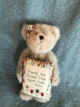 Gently Used Boyd’s Bears Tan Teddy Bear w Embroidered Floral Pillow FRIE... - $11.29