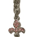 Fleur de lys key silver tone crystal key chain with pink swarovski burned thumb155 crop