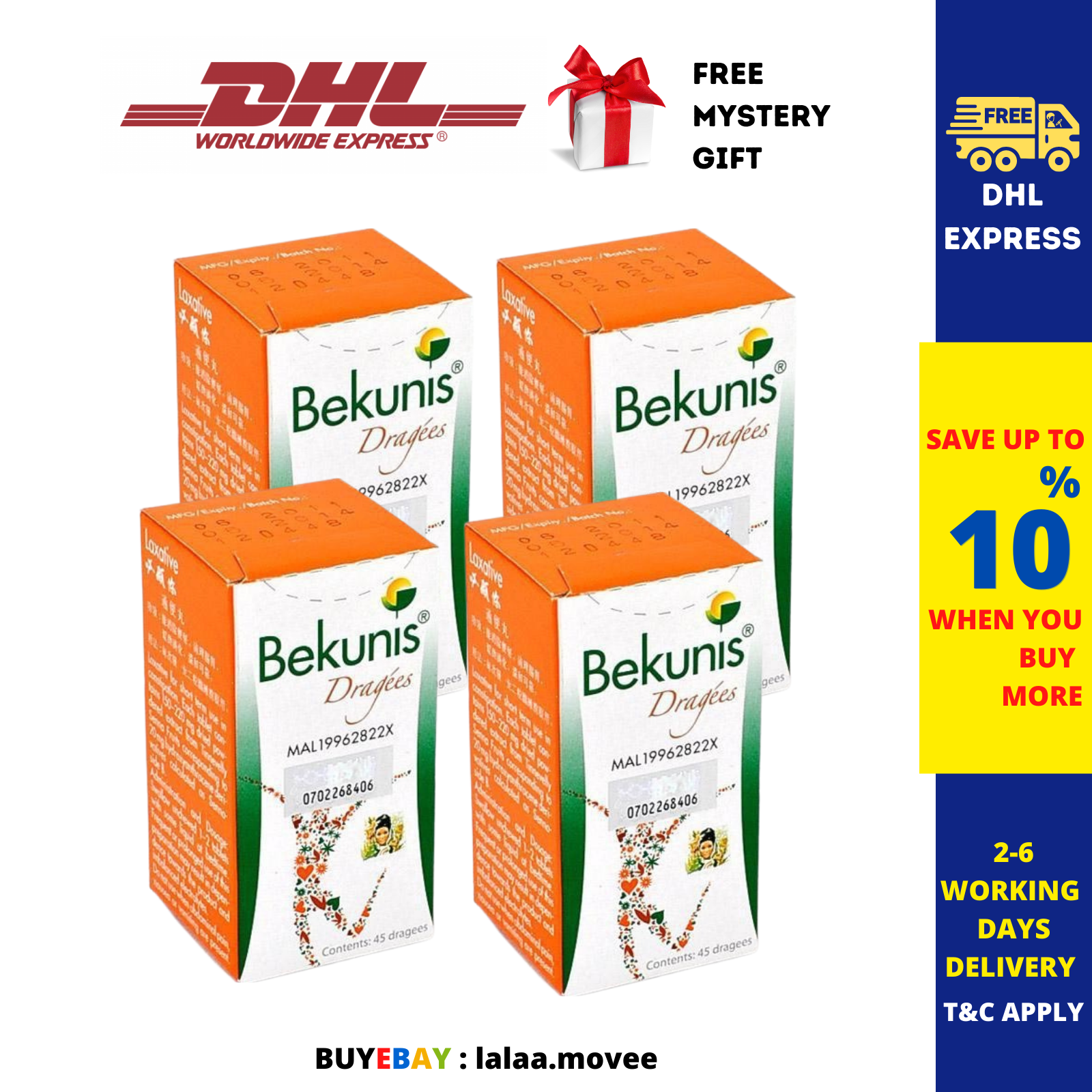 25 X Bekunis Laxative For Constipation Relief Tablets 45'S EXPEDITE