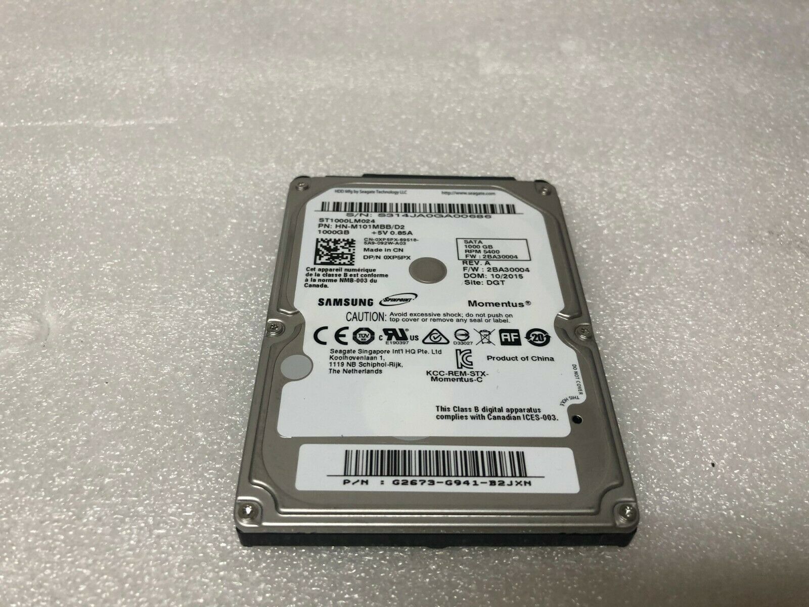Seagate Momentus 1TB 5400RPM Internal 2.5" ST1000LM024 Laptop Hard Drive Tested 