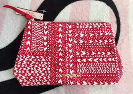 Victoria's Secret Cosmetic Case Red White Hearts Makeup Bag - $14.99
