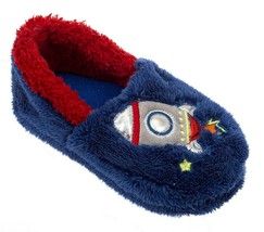 ASTRONAUT & SPACESHIP Boys Rubber Bottom Slippers Sizes 5-6, 7-8, 9-10 or 11-12 - $6.99