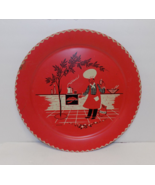 Oversize Tin Litho Barbeque Chef 19&quot; Stoyke Mid Century Serving Tray Red... - $48.98