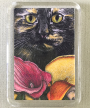 Cat Art Acrylic Small Magnet - Chloe with Callas - $4.00