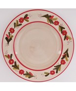 Ballard Designs Country Flower Red Rimmed Dinner Plate Hand Painted Ston... - $24.75