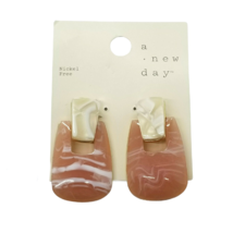 A New Day Dangle Earrings Pink White Marbled Acrylic Modern Fashion Jewe... - $7.91