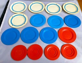 VINTAGE Fisher Price Plates Lot Fun with Play Food Red Blue White Floral  - $18.76