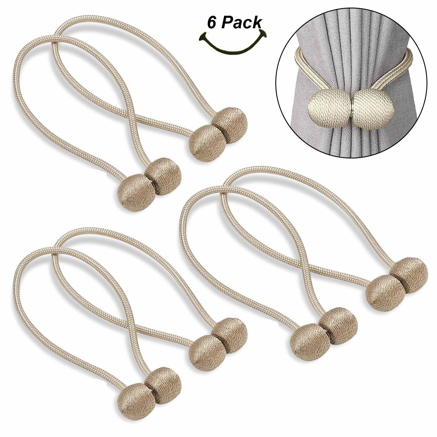 SmallDot Curtain Tiebacks, [Pack of 6] Drapery Hooks Holdbacks Holders Curtain Rods