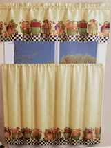 3pc Curtains Set:2 Tiers(27"x36") &Valance(54"x15")ELEGANT FRUIT BASKETS,Sunrise - $17.81