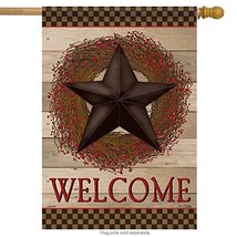 Welcome Barn Star House Flag - 2 Sided Message, 28&quot; x 40&quot; - $24.99