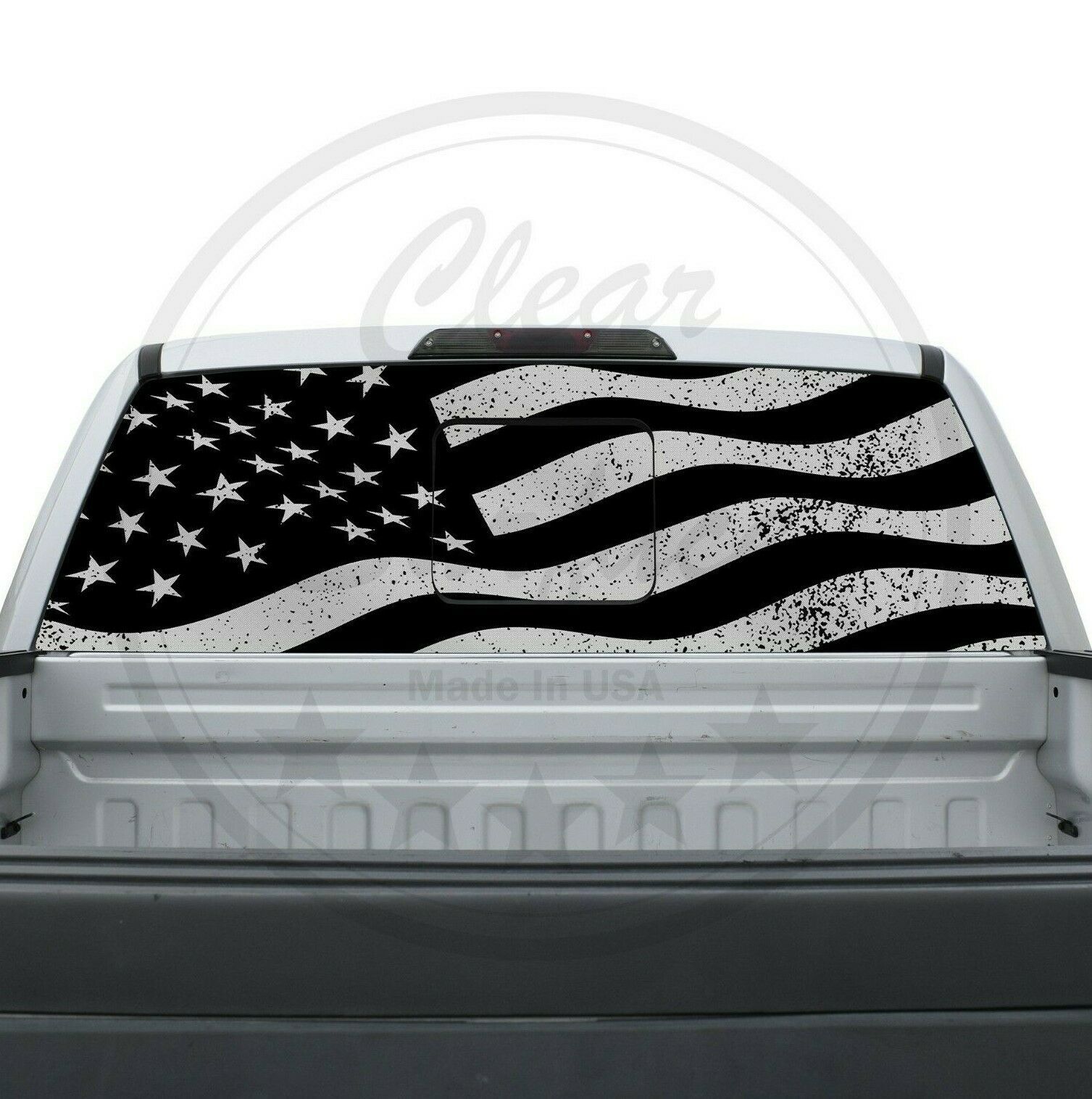 Wavy American Flag Rear Back Window Decal Sticker Suv Pick Up Truck