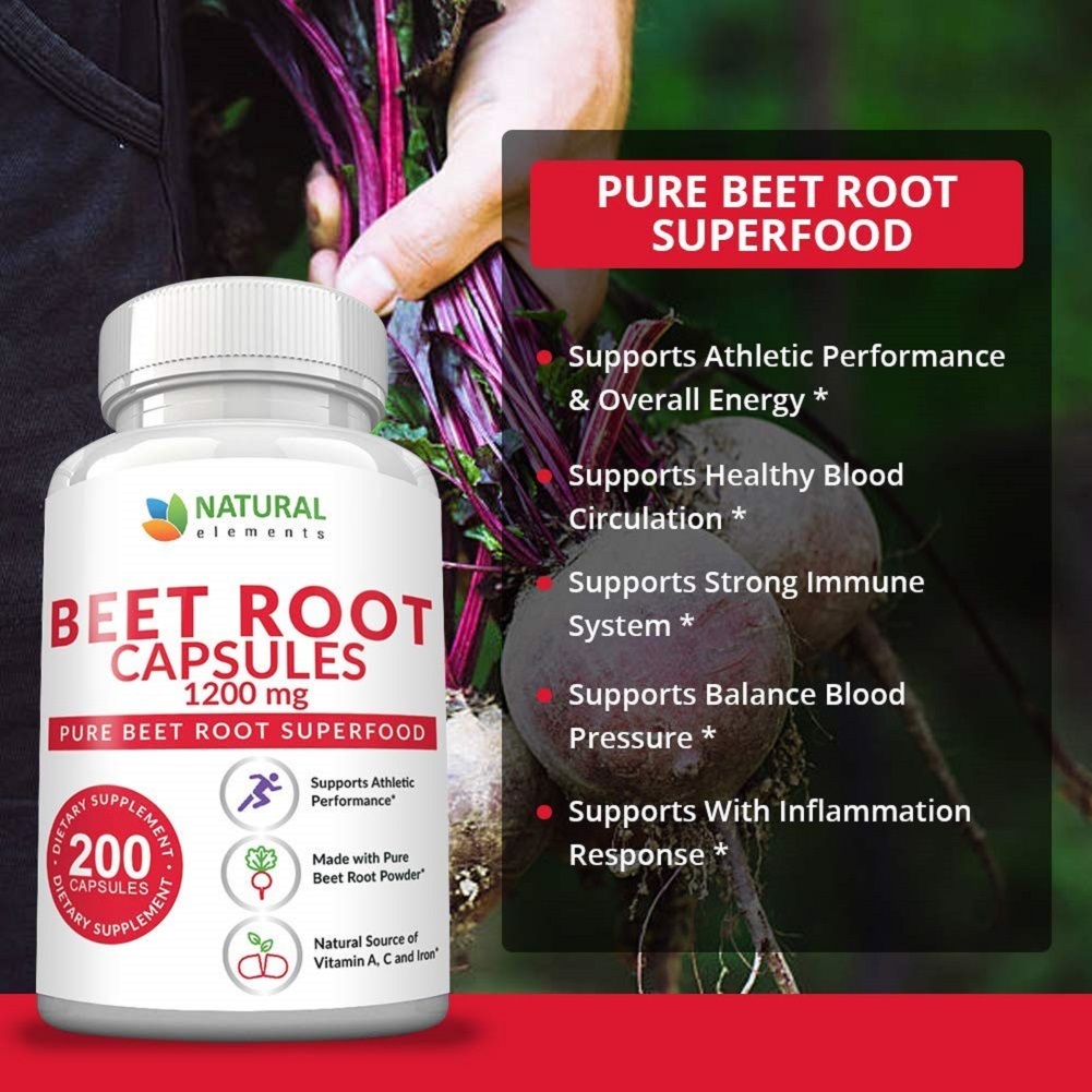 Beet Root Capsules - 200 Capsules of Beet Root Powder - 1200mg Per ...