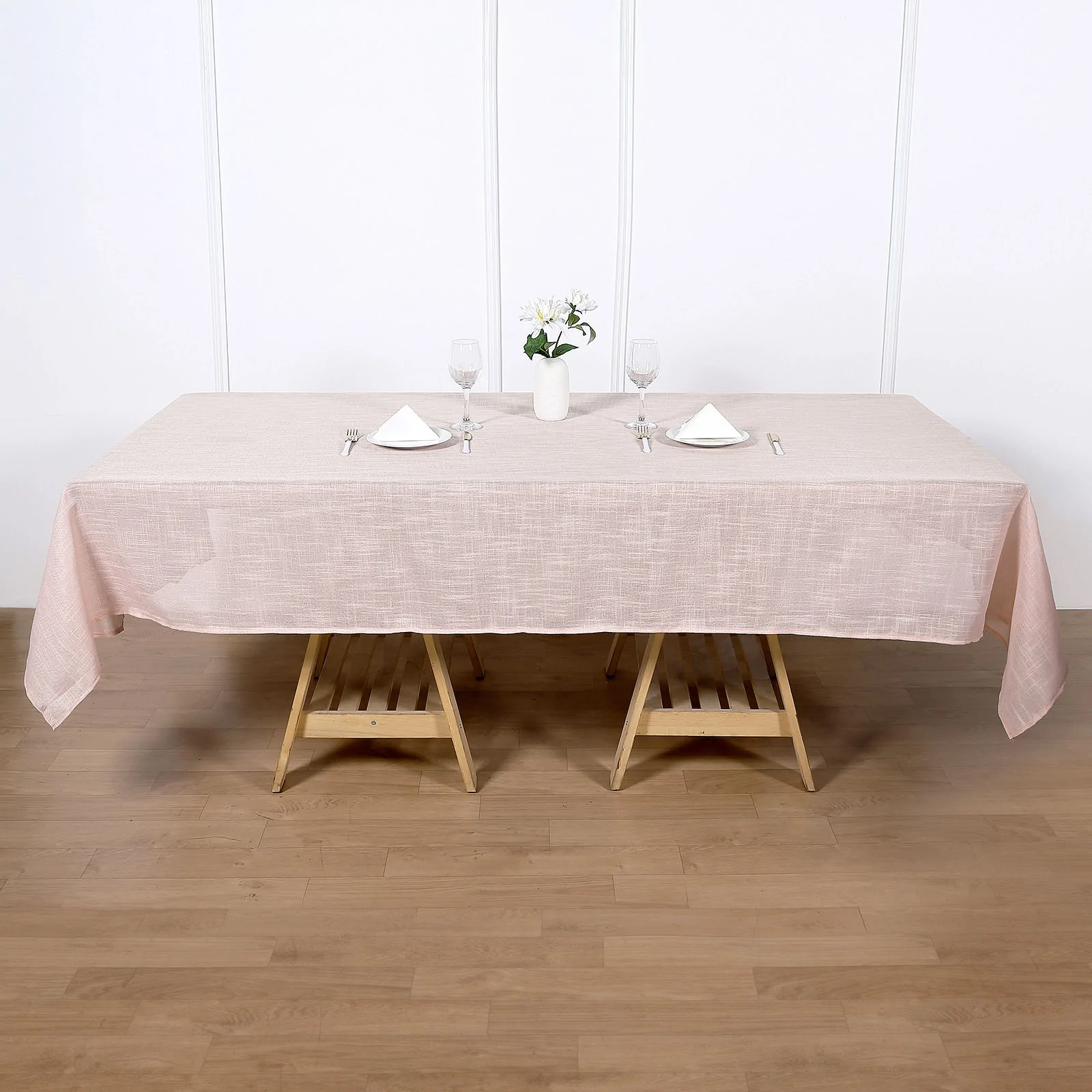 Blush - 60x102&quot; Rectangular Tablecloth Premium Faux Linen Wrinkle Free - $41.28