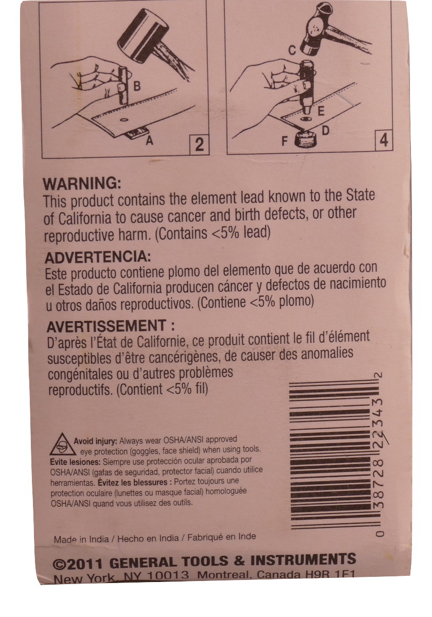 General Tools 71264 Grommet Kit with 12 Solid Brass Grommets 1/2Inch