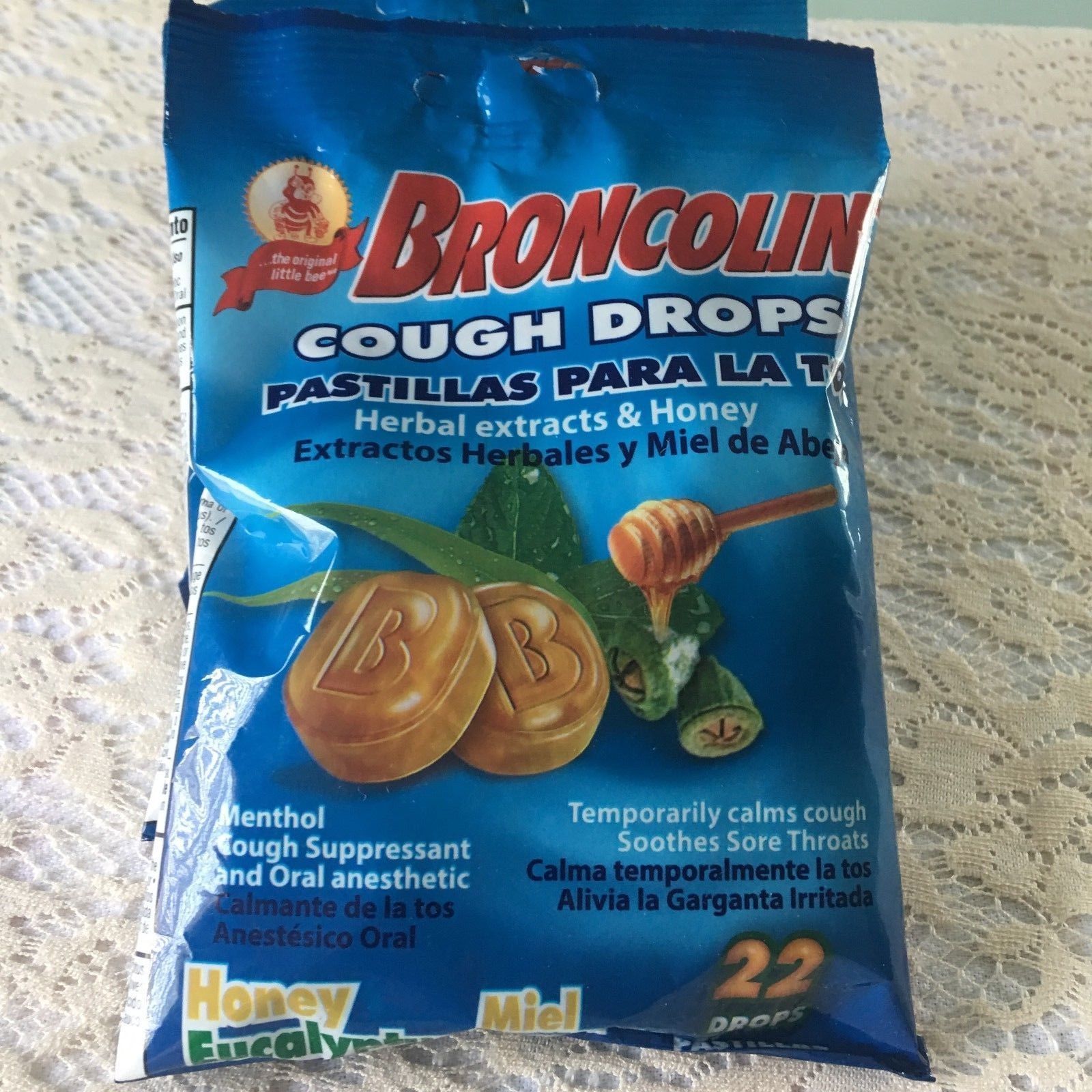 Broncolin Honey Eucalyptus Cough Drops Lot of 3 Packs 66 pieces Herbal