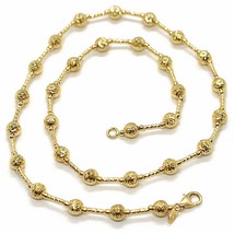 18K YELLOW GOLD CHAIN FINELY WORKED 5 MM BALL SPHERES AND TUBE LINK, 15.8 INCHES image 1