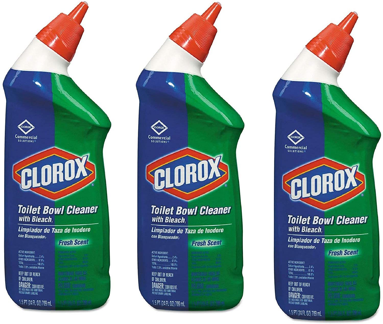 Clorox Toilet Bowl Cleaner Gel With Bleach, Fresh Scent, 24 fl oz (3