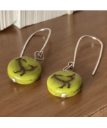 Wasabi Green birdie beads - Sterling silver hooks - Handmade earrings - $24.00