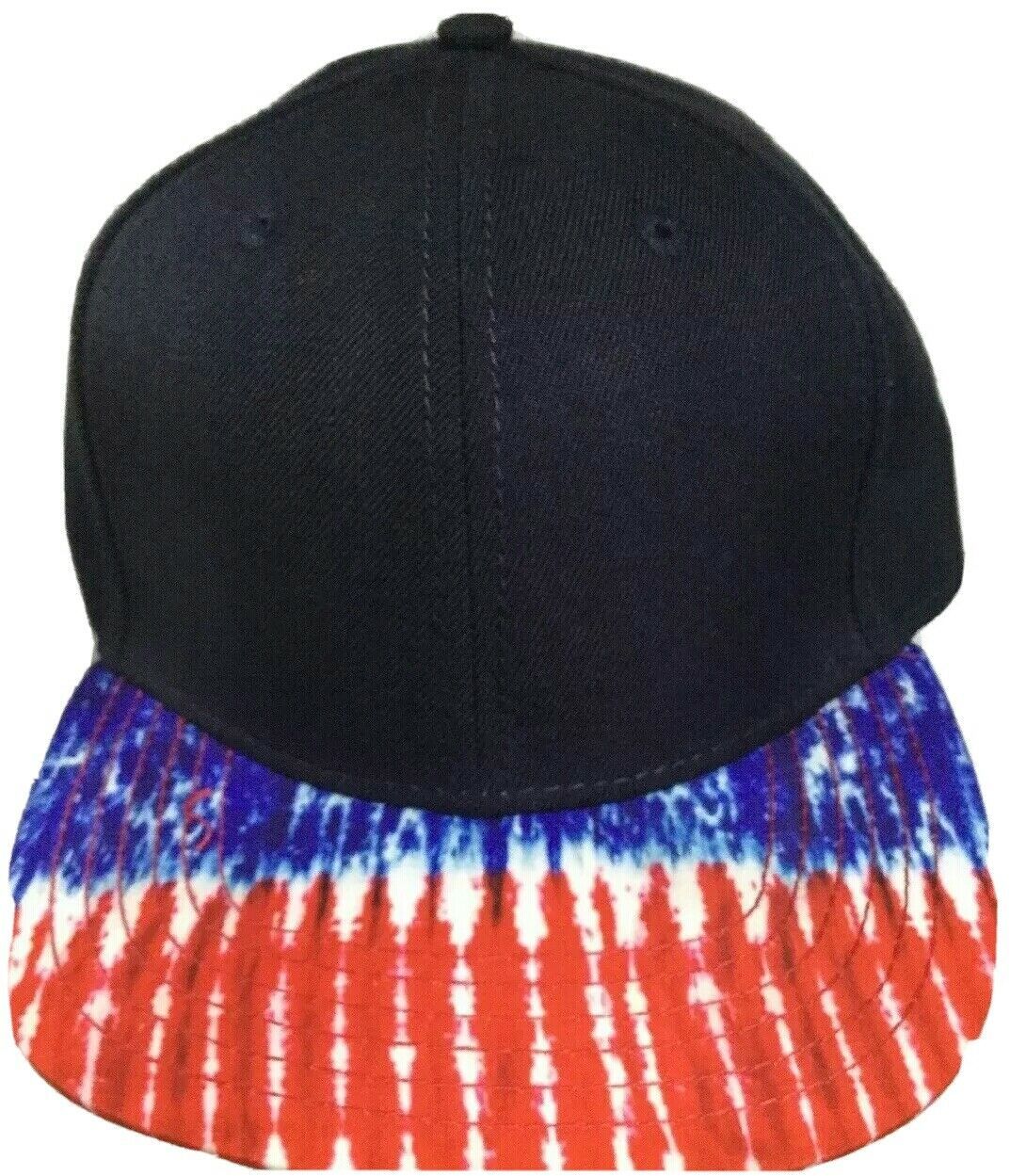Americana Tie Dyed Printed Visor Skater Baseball Hat Cap - American Red White