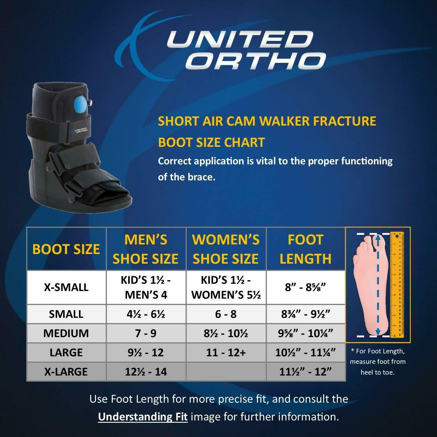 United Ortho Short Air Cam Walker Fracture Boot, Large, Black