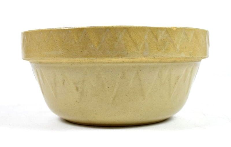 Antique Ruckels Stoneware White Hall Illinois Icicle Pottery Bowl Dish Vtg 10.5" Stoneware