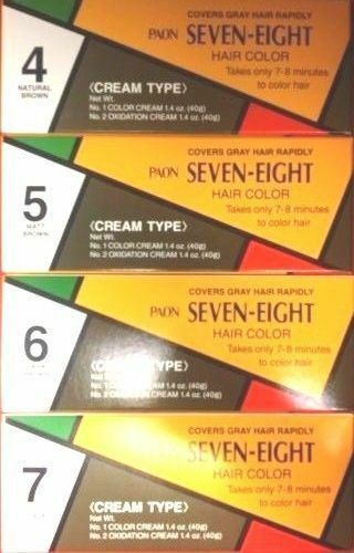 12 PCS, PAON SEVEN-EIGHT HAIR COLOR CREAM #4, 5, 6, 7 - New!