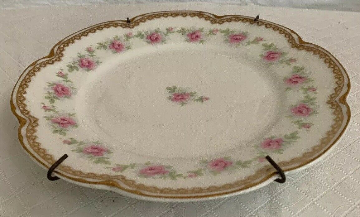 Theodore Haviland Limoges Roses Around Rim & In Center Gold Scalloped ...