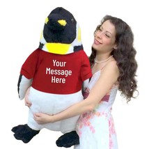Customizable Red T-shirt worn by Giant Stuffed Penguin 30 Inches 76 cm Big Soft - $166.11