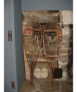 NICE PAIR OF ANTIQUE WOOD WOODEN SNOWSHOES PENOBSCOT SPECIALS MAINE - $185.00