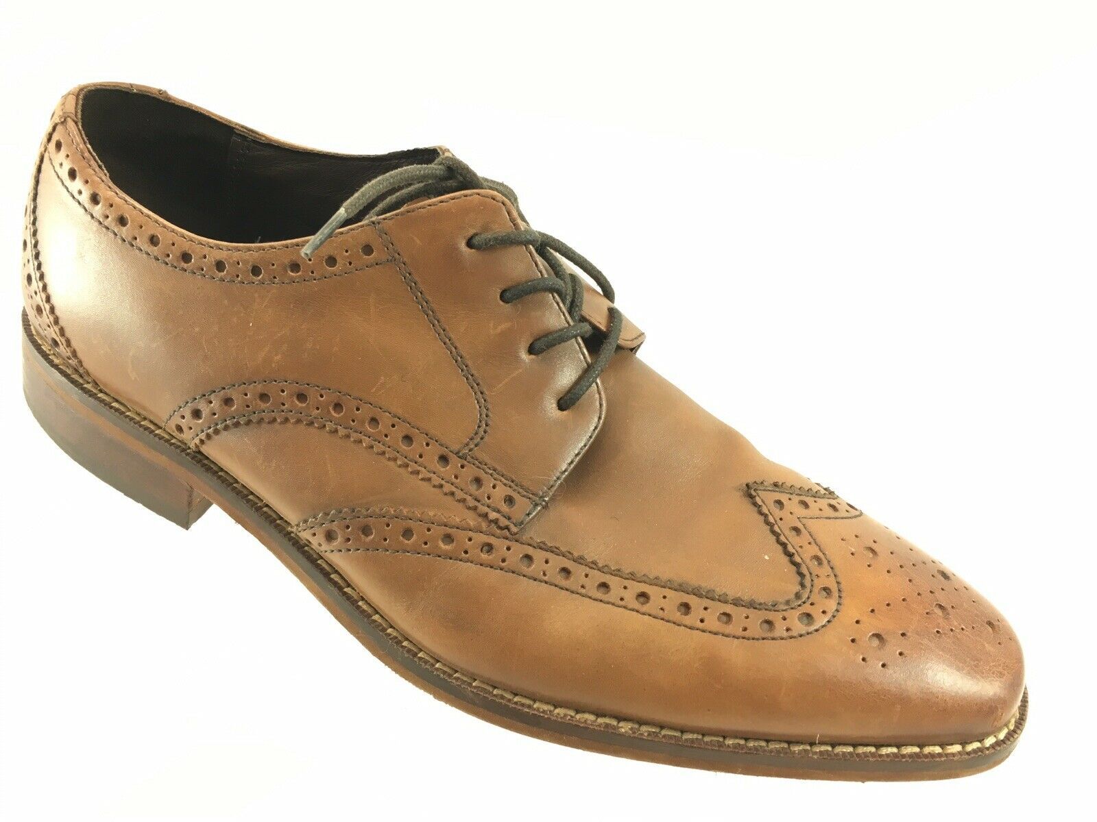 SH10 Florsheim 8D Light Brown Leather Full Brogue Wing Tip Oxford Dress ...