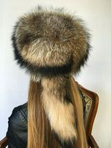 Raccoon Fur Hat Adjustable Saga Furs Full Fur Hat Detachable Tail Natural Brown image 4