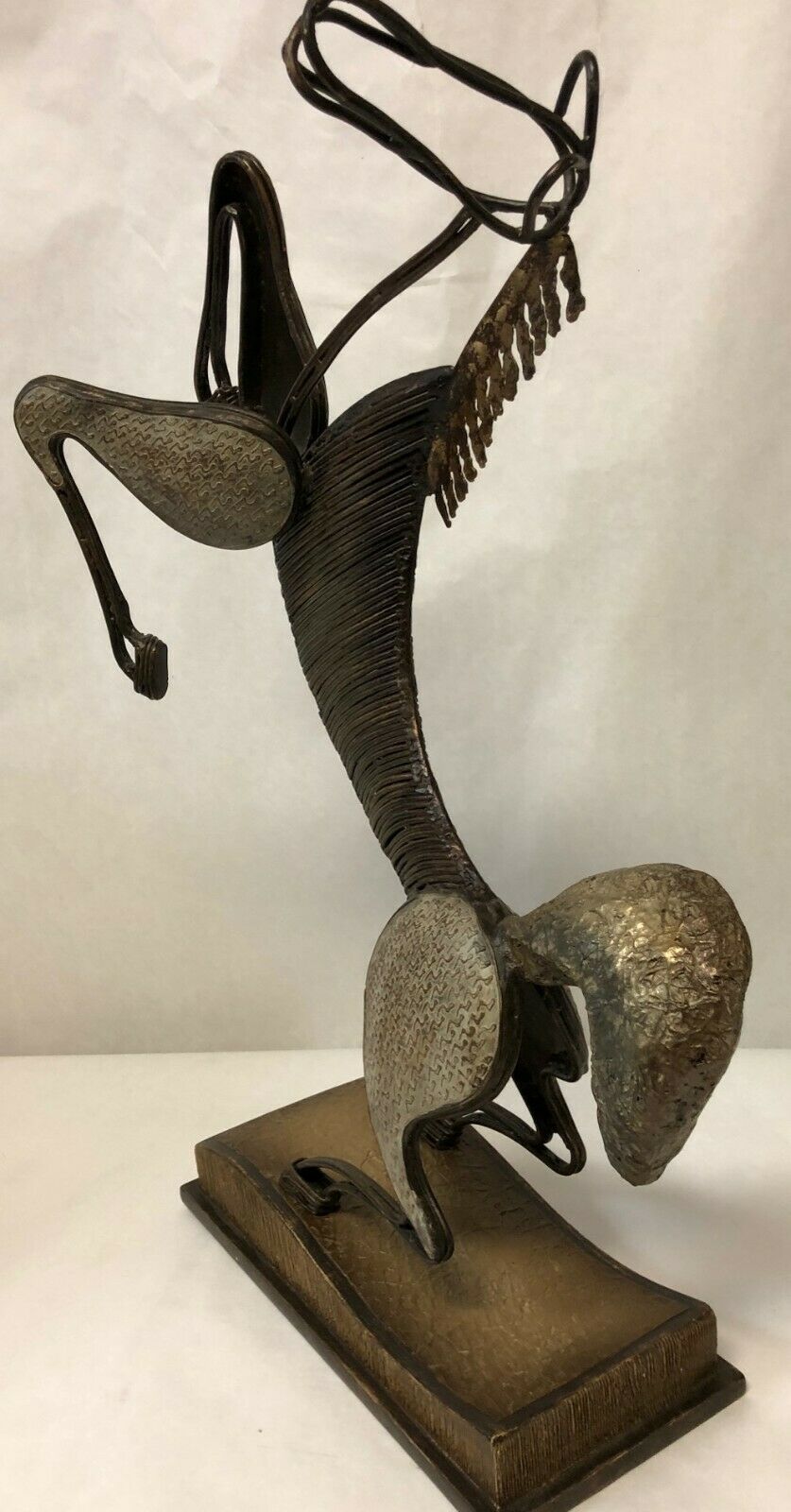 28" Vintage Abstract Rearing Metal Horse Sculpture, Signed by Unknown Artist!... Art