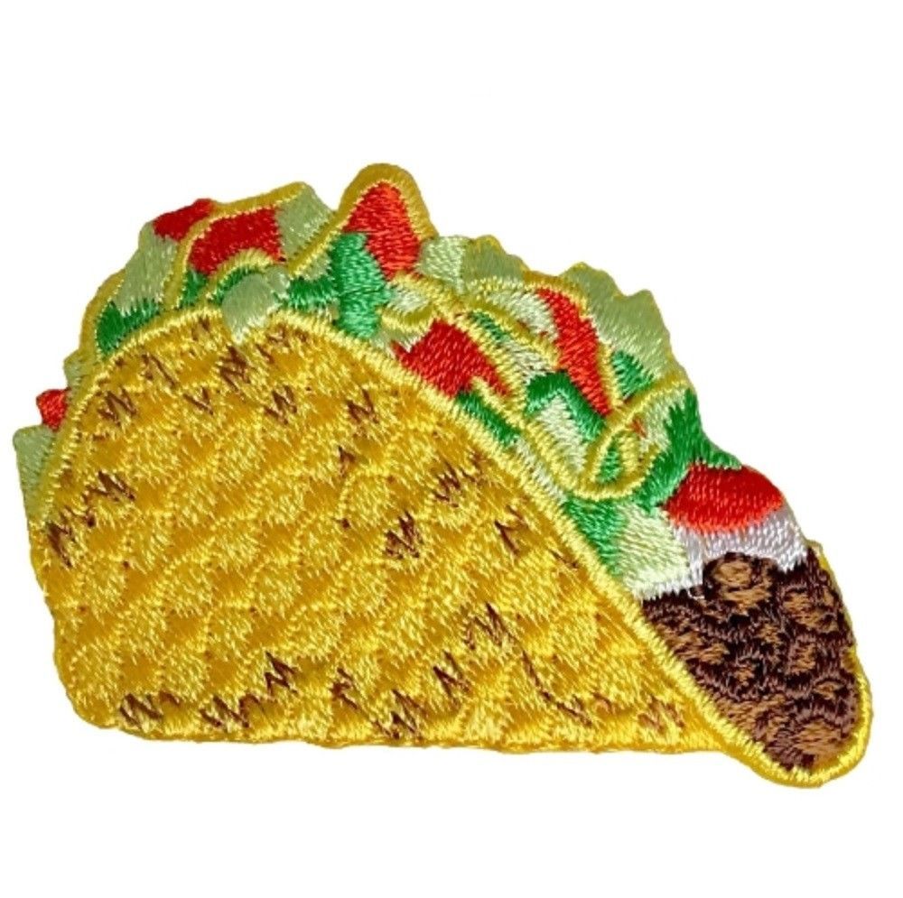 Taco Applique Patch - Hard Shell Beef Taco, Tomatoes, Lettuce, Cheese ...