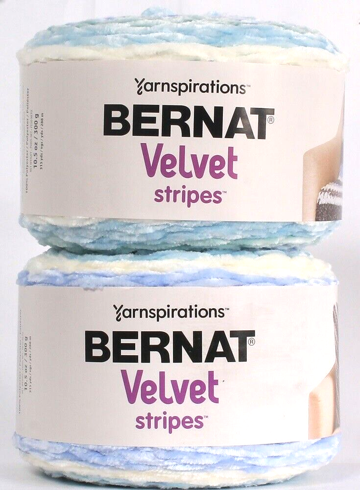 2 Ct Yarnspirations 10.5 Oz Bernat Velvet Stripes 05020 Raindrops 5 Bulky Yarn - $37.99