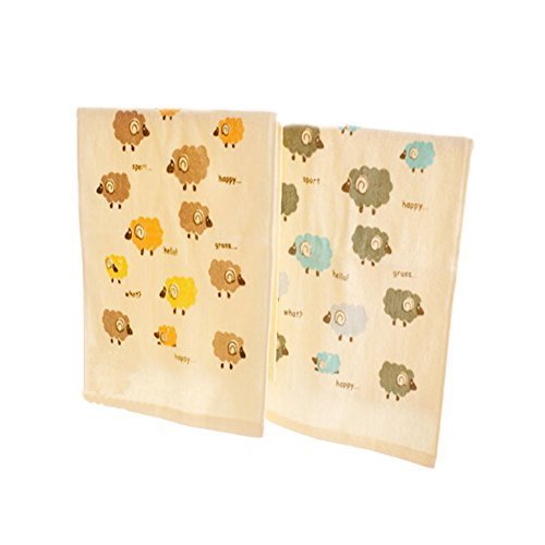 Set of 2 Cartoon Lamb Soft Cotton Baby Washcloths Portable Facecloths/Towels