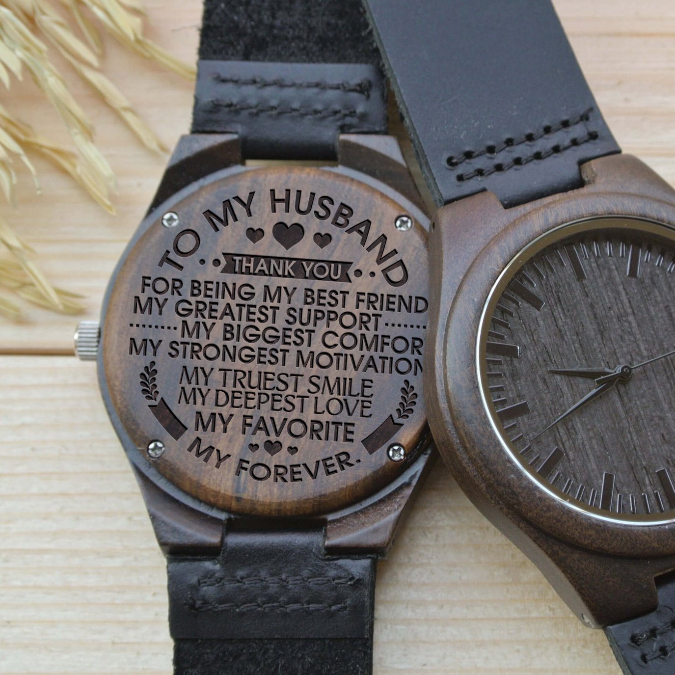 Great Gift For Husband Engraving Wooden Watch Perfect 