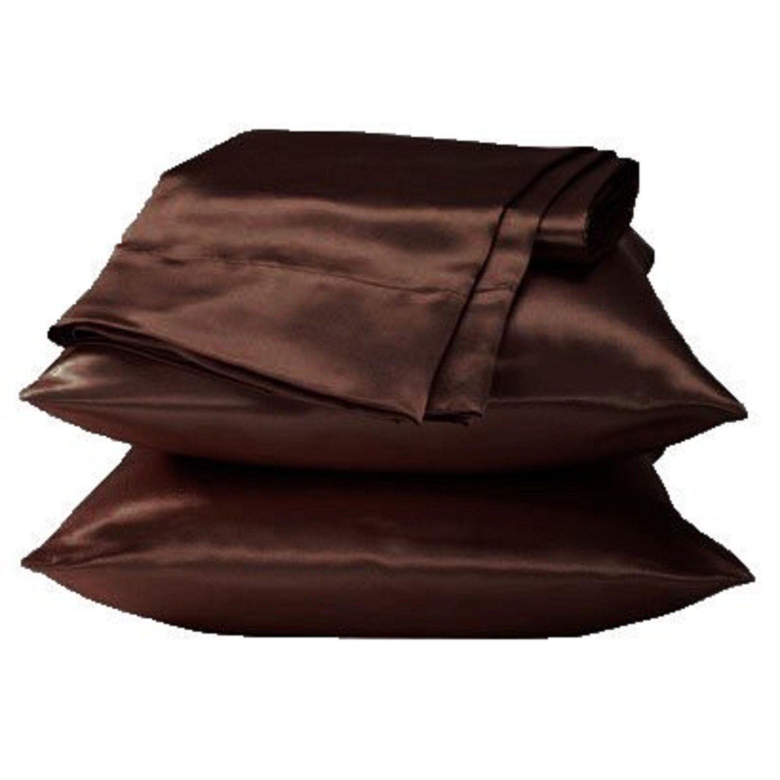 2 Standard / Queen size SATIN Pillow Cases / Covers DARK COFFEE - Brand New - $14.95