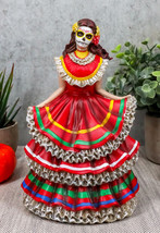 Day Of The Dead Traditional Red Gown Sugar Skull Dancer Statue Vivas Cal... - $32.99