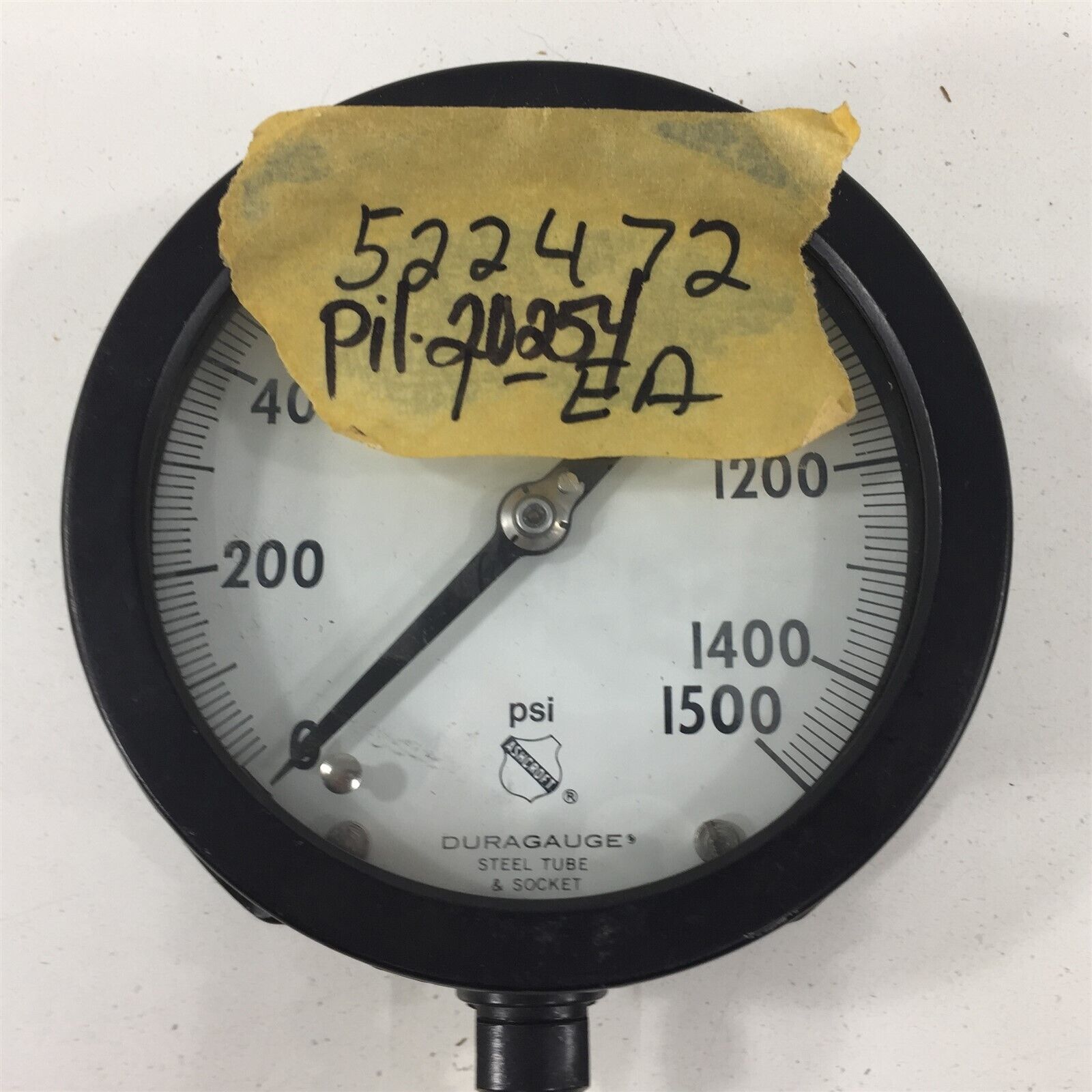 Ashcroft Duragauge 01500PSIG Pressure Gauge Steel Tube & Socket Air