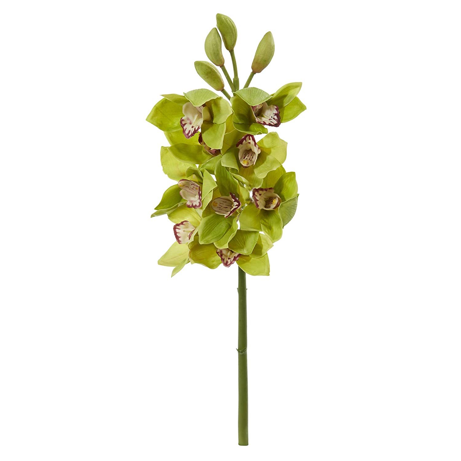 20In. Cymbidium Orchid Artificial (Set Of 4) Silk Flowers, Gre..