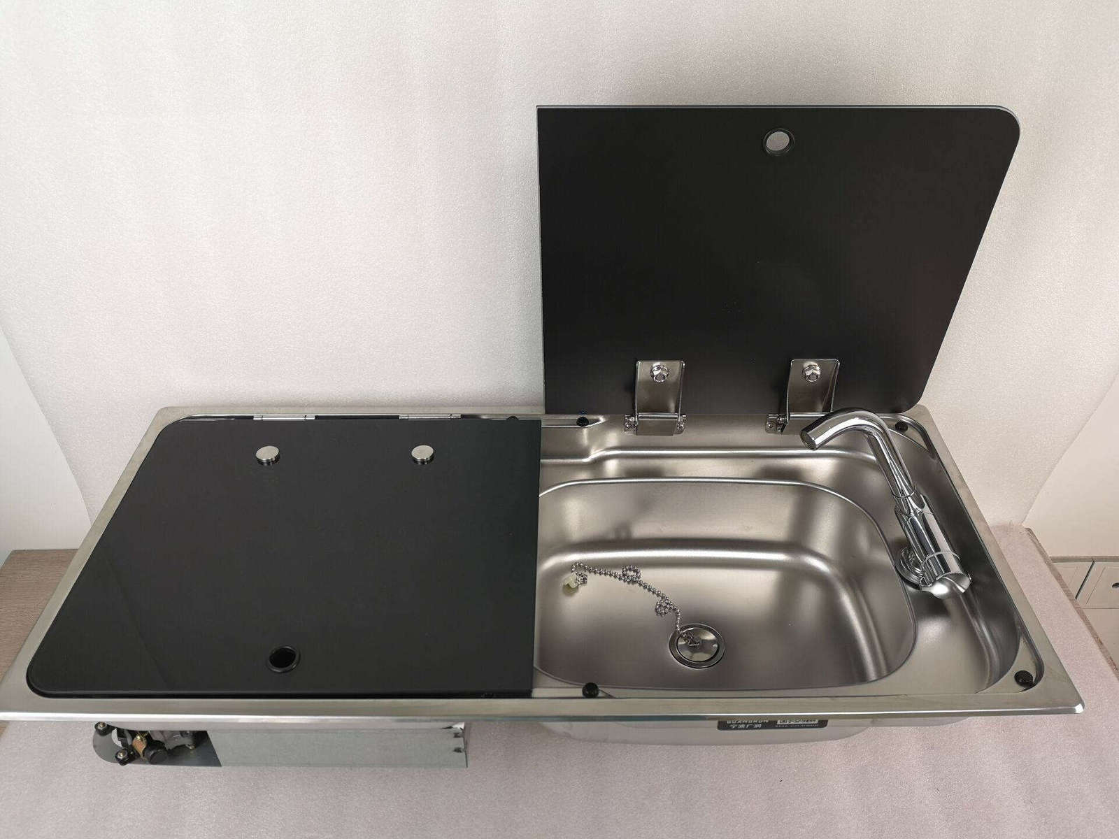 Boat RV 2 Burner Gas Stove Sink Combo 2 Tempered Glass Top775*365*150mm