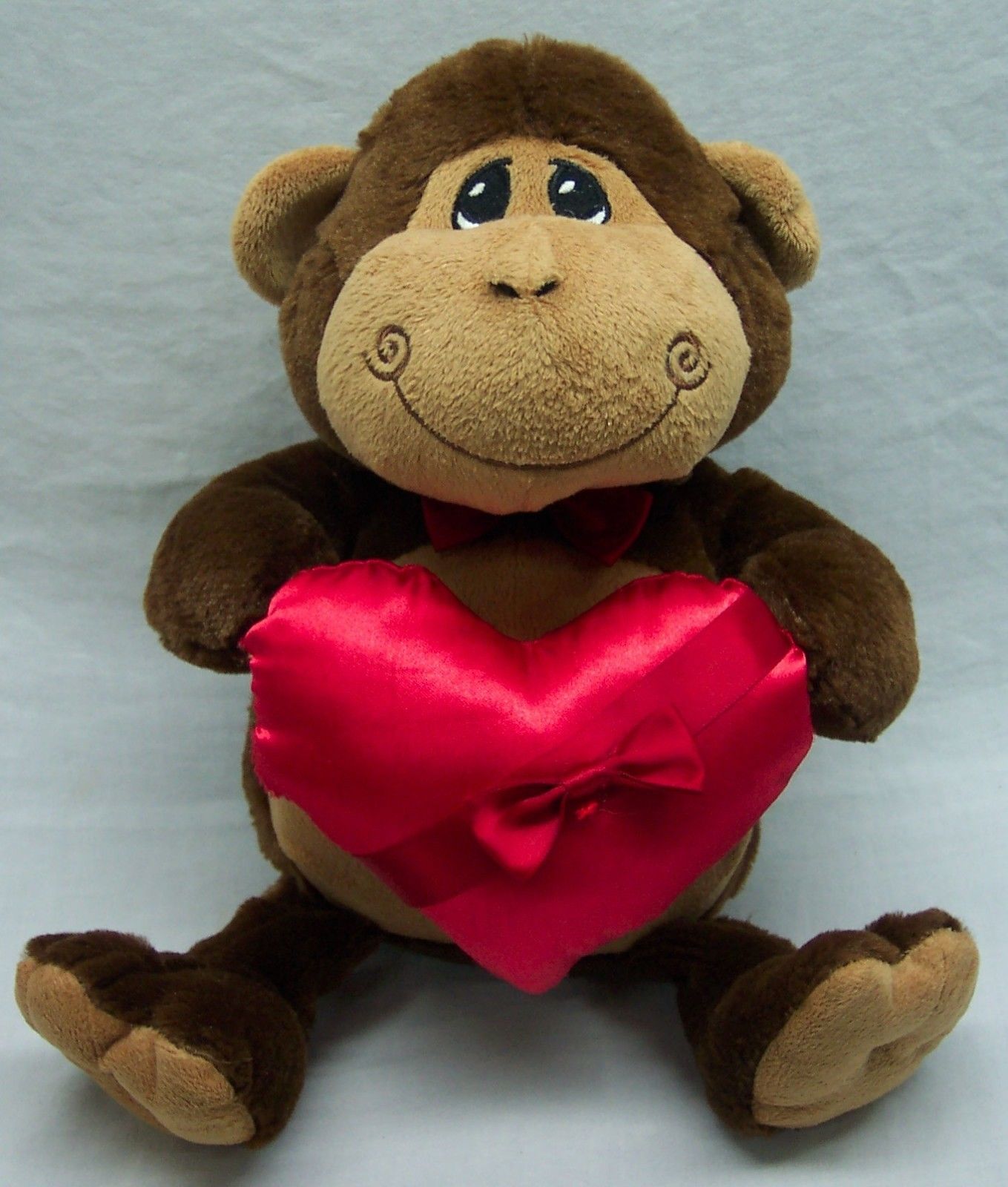 The Petting Zoo VERY SOFT MONKEY W/ RED HEART 14" Plush STUFFED ANIMAL