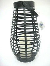 Bali Black Metal 14&quot; Lantern with Flameless LED Candle Cage w Handle Pat... - $17.81