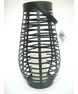 Bali Black Metal 14&quot; Lantern with Flameless LED Candle Cage w Handle Pat... - $18.80