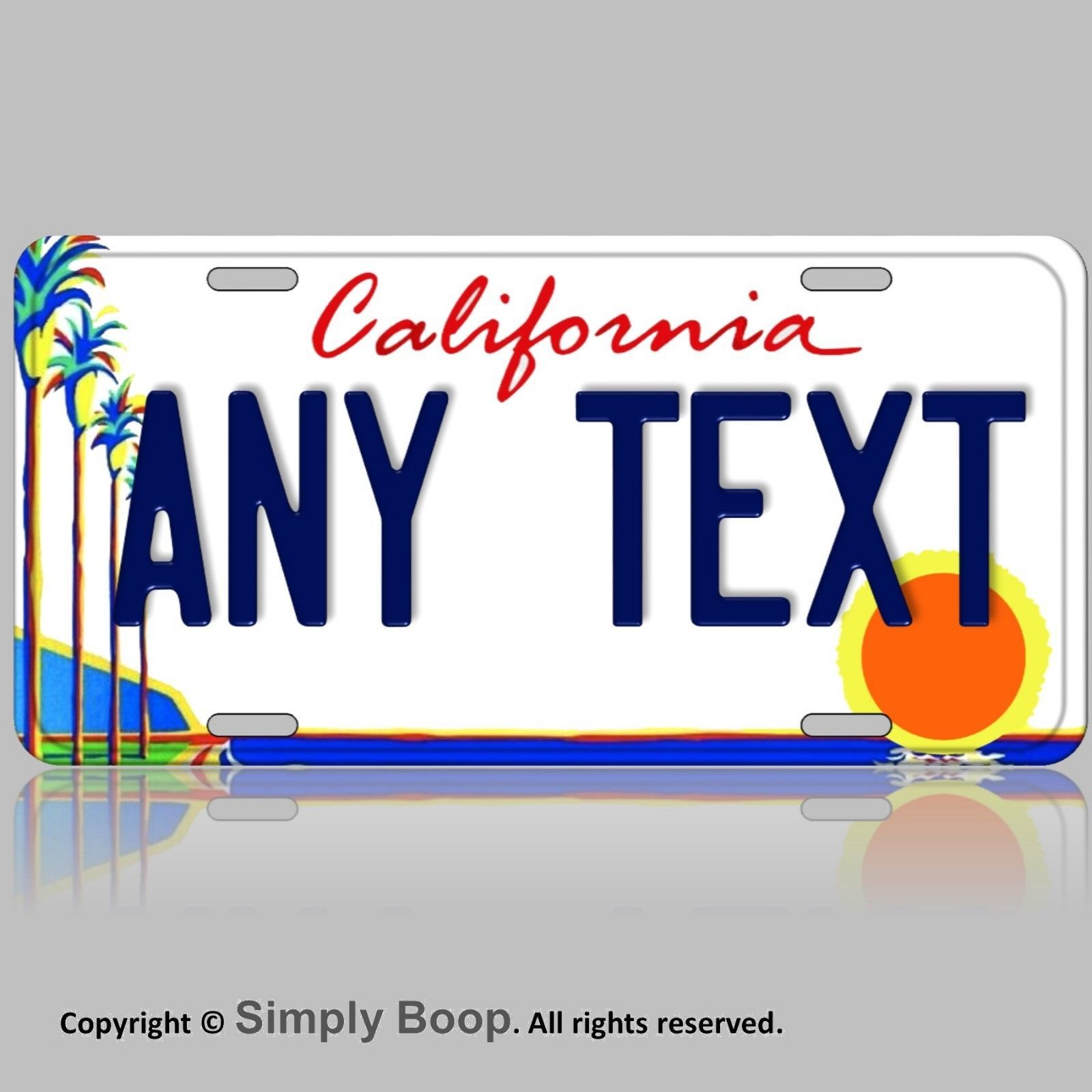 California Palm Trees ANY TEXT Your Personalized Text Aluminum License ...