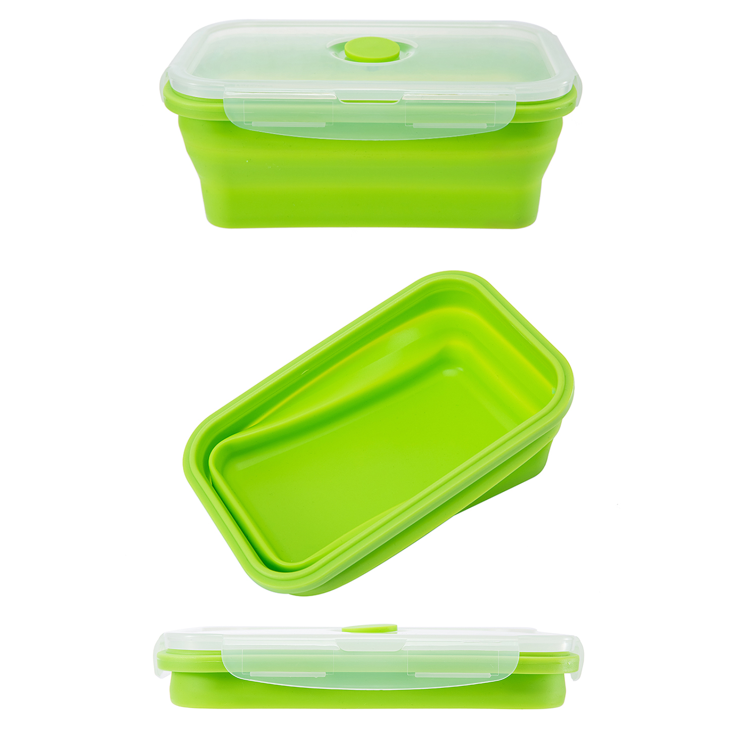 Leak Proof Bento Lunch Box Silicone Collapsible 750ML Food Storage ...