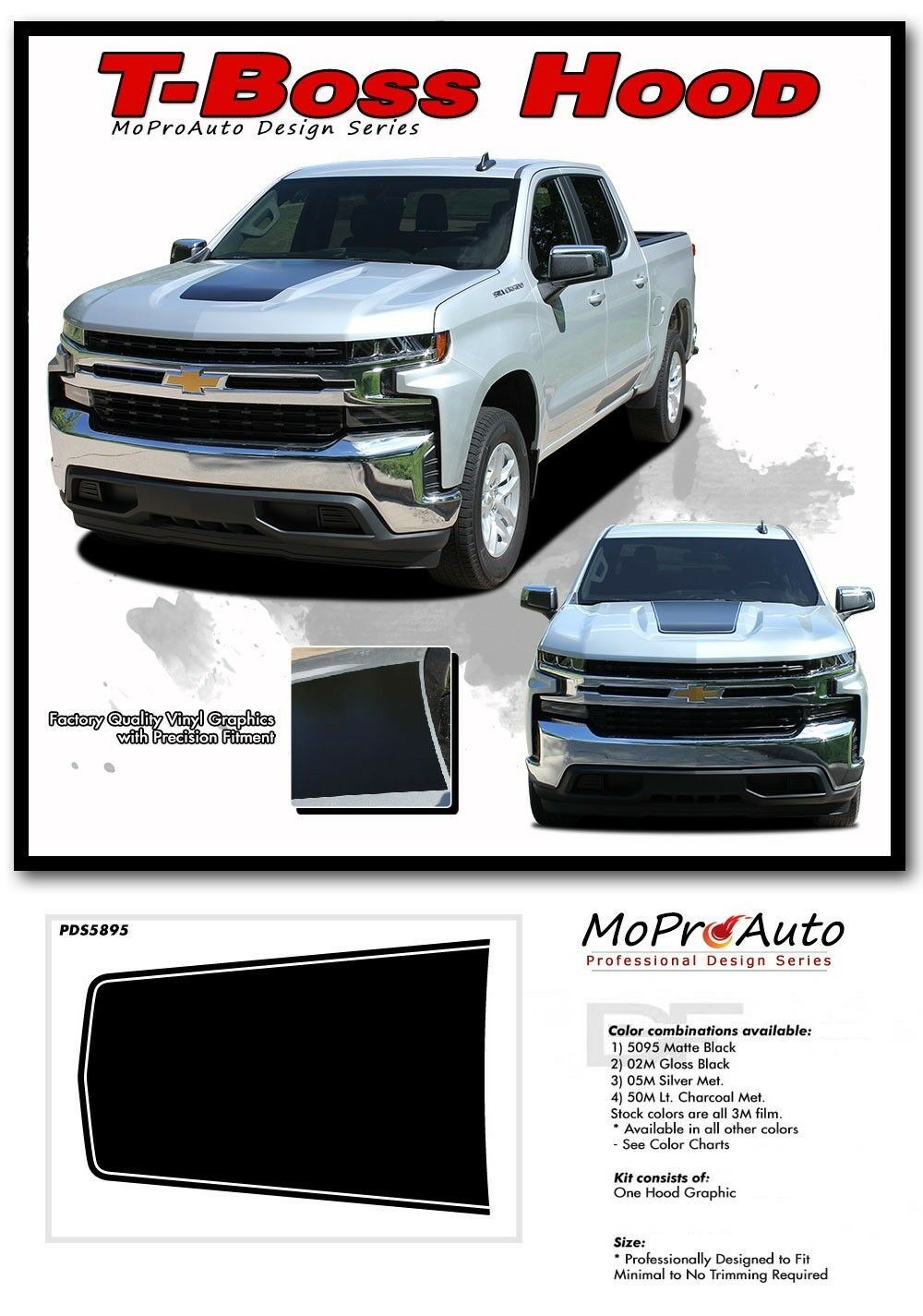 2019 2020 Chevy Silverado TRAIL BOSS Center Hood Decal Vinyl Graphic ...