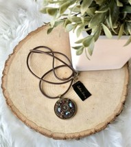 Cookie Lee Removable Circle Gold Pendant Necklace Boho Leather Cord Rope 89634 - $22.63